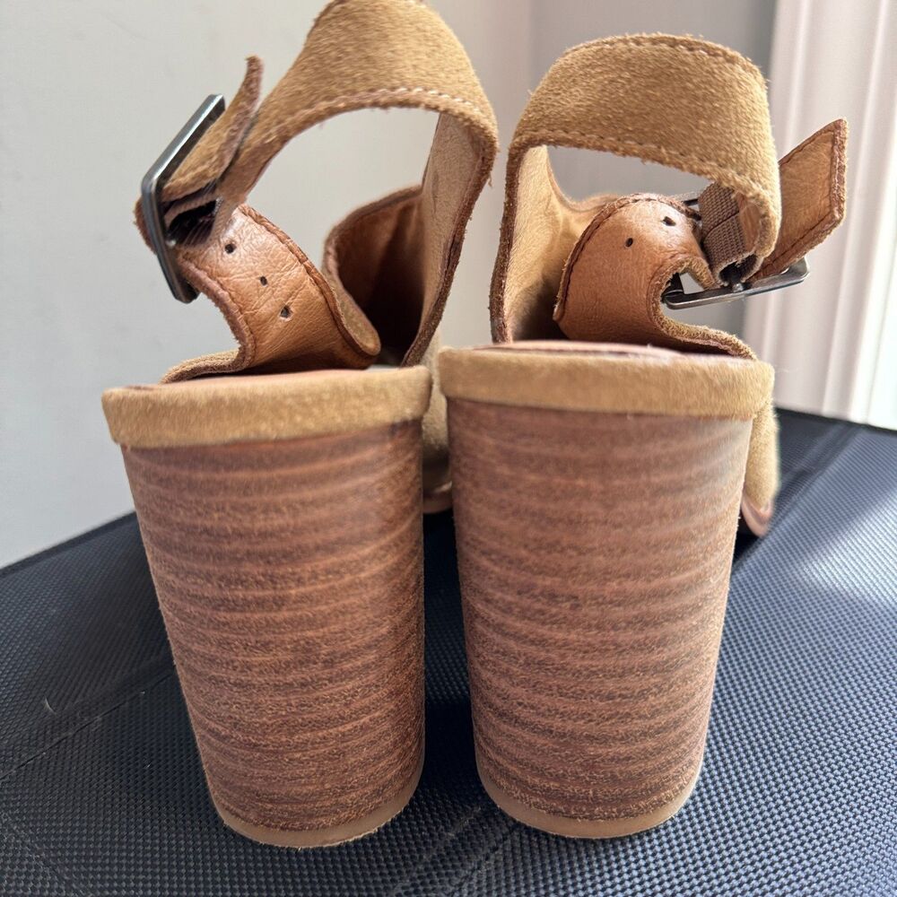 Madewell Cary Tan Suede Slingback Heels Open Toe Block Sandals Size 8 - Picture 4 of 8